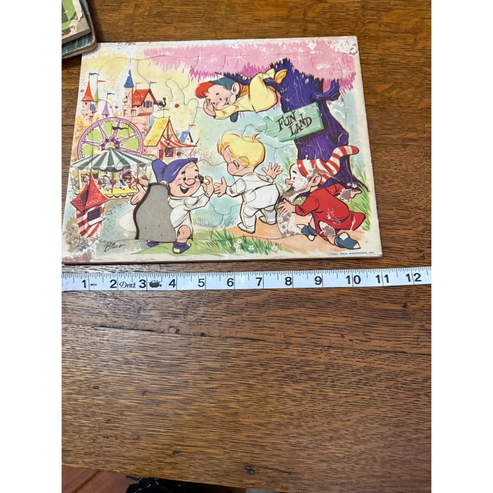 Vintage Frame Tray Puzzles Tuco Lawson Wood Built-Rite Lot of 4‎ Missing Pieces